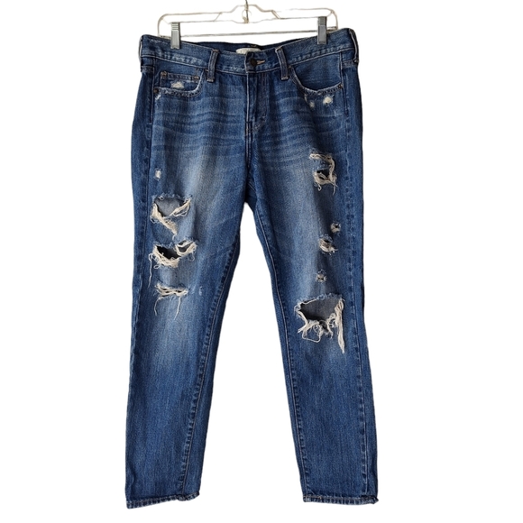 Abercrombie Blue Distressed Women‎ 28 Ripped Straight Leg Distressed Denim Jeans - Picture 1 of 16